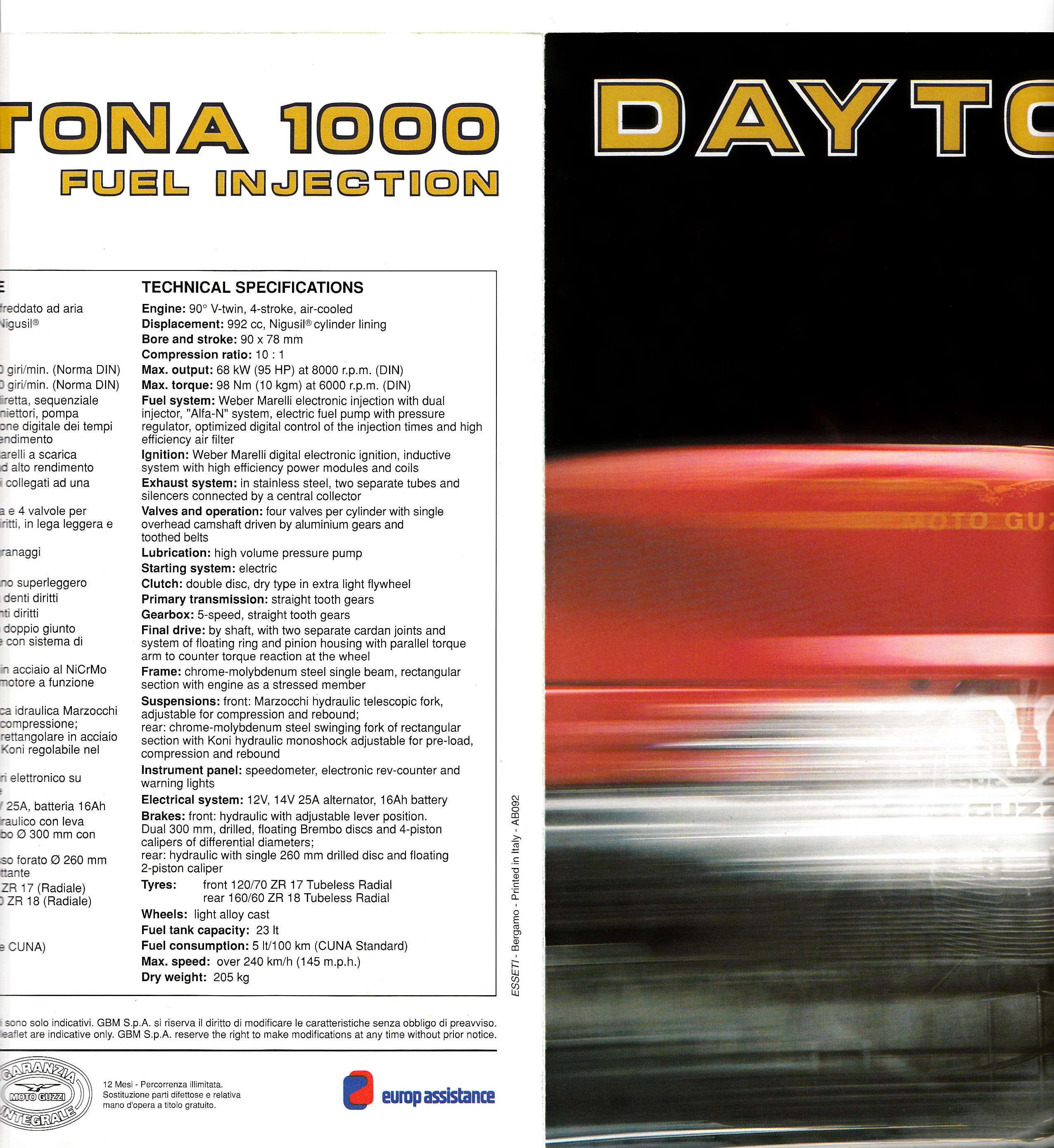 Brochure - Moto Guzzi Daytona 1000 (2 fold)