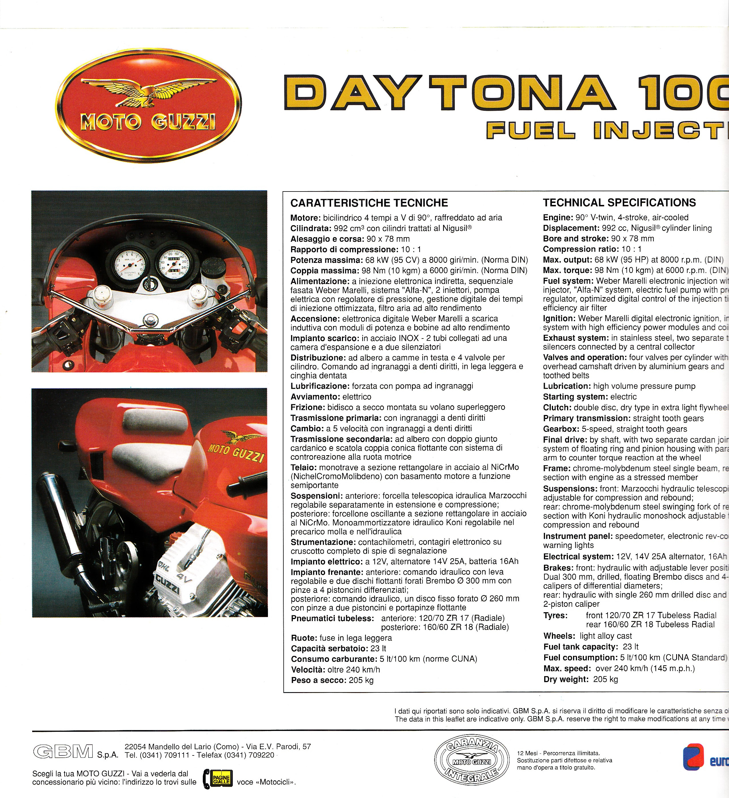 Brochure - Moto Guzzi Daytona 1000 (2 fold)