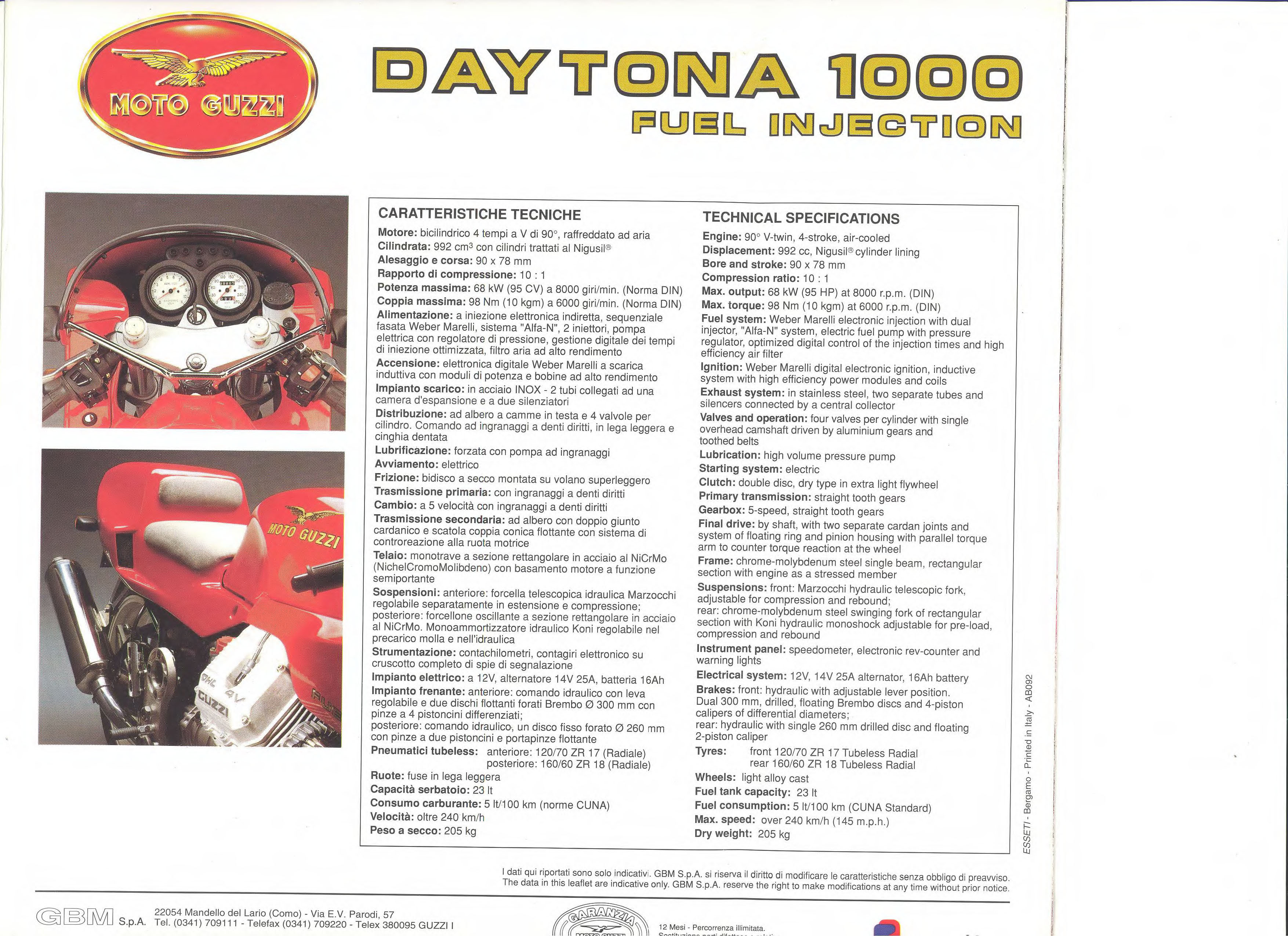 Moto Guzzi factory brochure: Daytona 1000