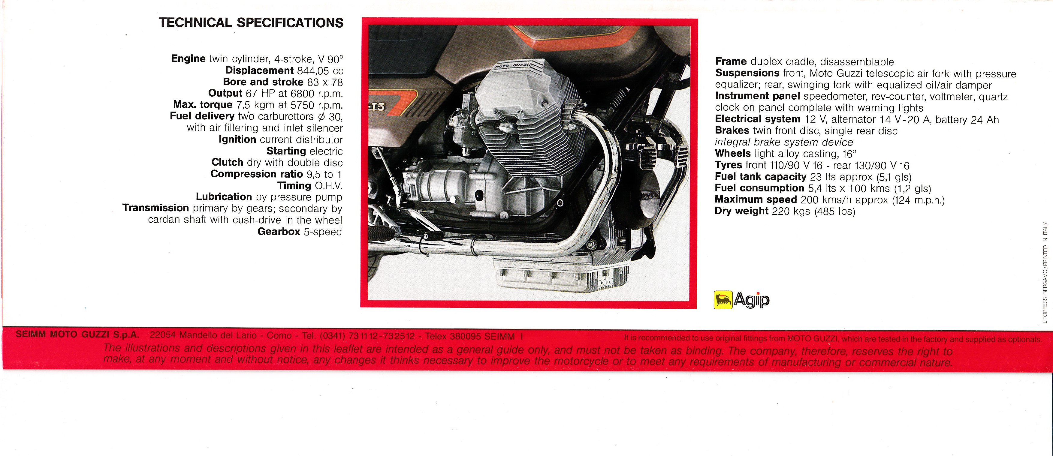 Brochure - Moto Guzzi 850 T5 (folded style brochure)