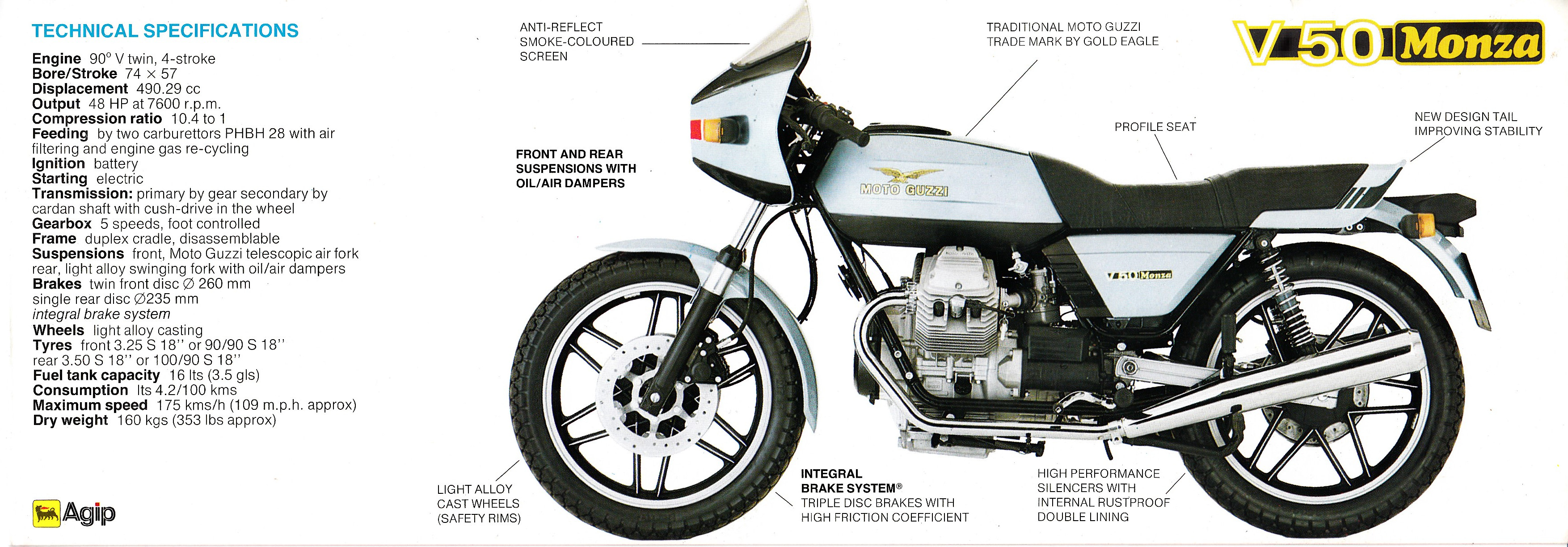 Brochure - Moto Guzzi V50 Monza (folded style brochure)