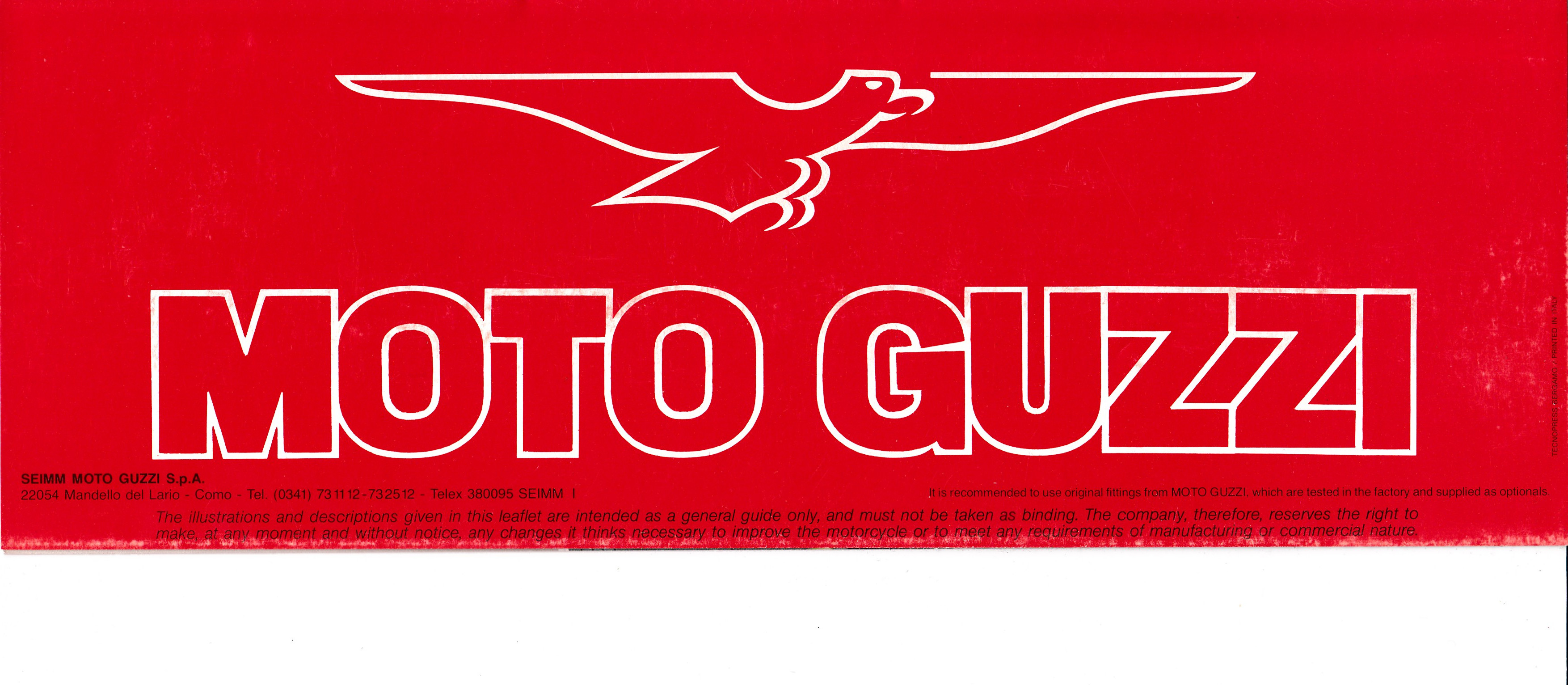 Brochure - Moto Guzzi V65 SP (folded style brochure)