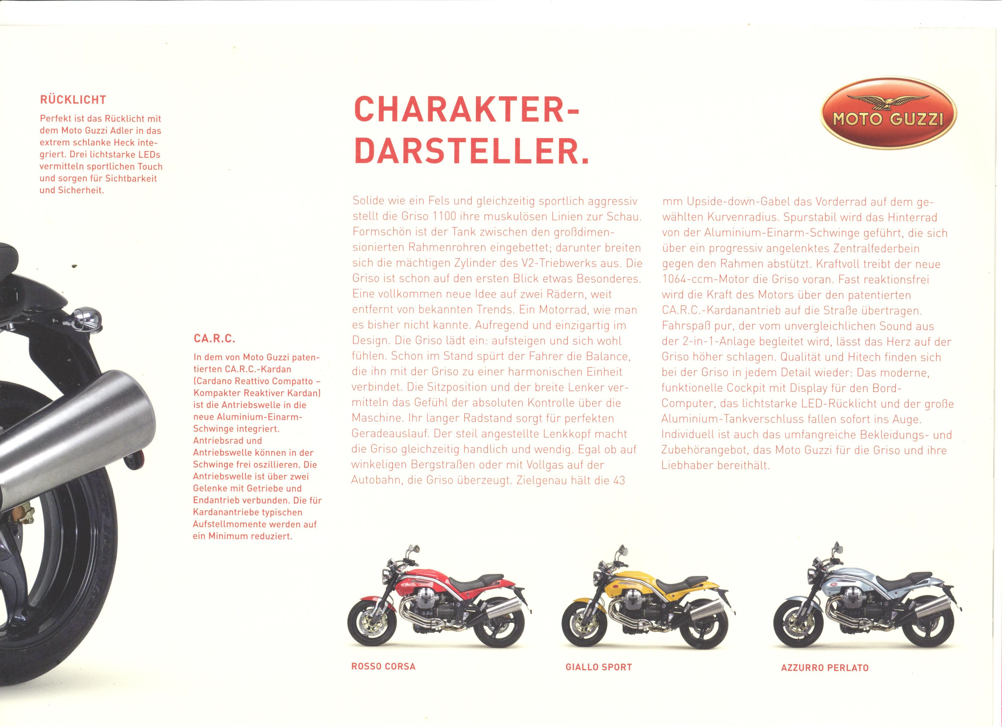 Moto Guzzi factory brochure: Griso 1100