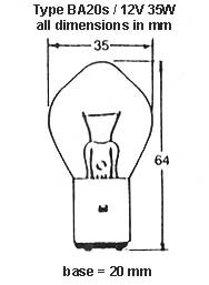 12 volt light bulb with BA20s base.