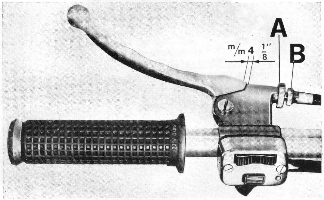 Handlebar lever adjustment and free play on a Moto Guzzi Eldorado.