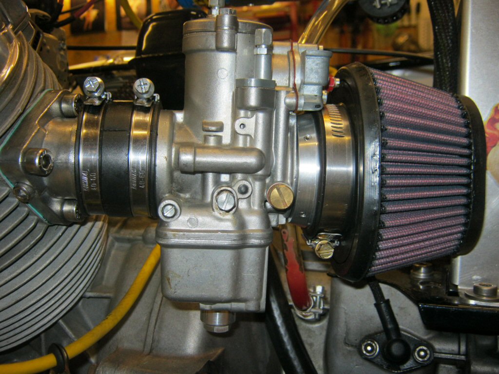 Dellorto PHF 30 carburetor fitment on a Moto Guzzi Eldorado.