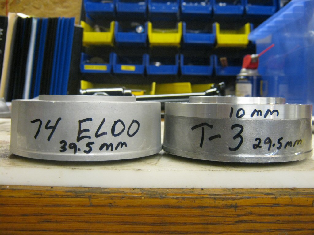 Disc brake spacer as used to fit a disc brake to drum brake Moto Guzzi V700, V7 Special, Ambassador, 850 GT, 850 GT California, Eldorado, and 850 California Police motorcycles.Spacer made by Steve Odell.