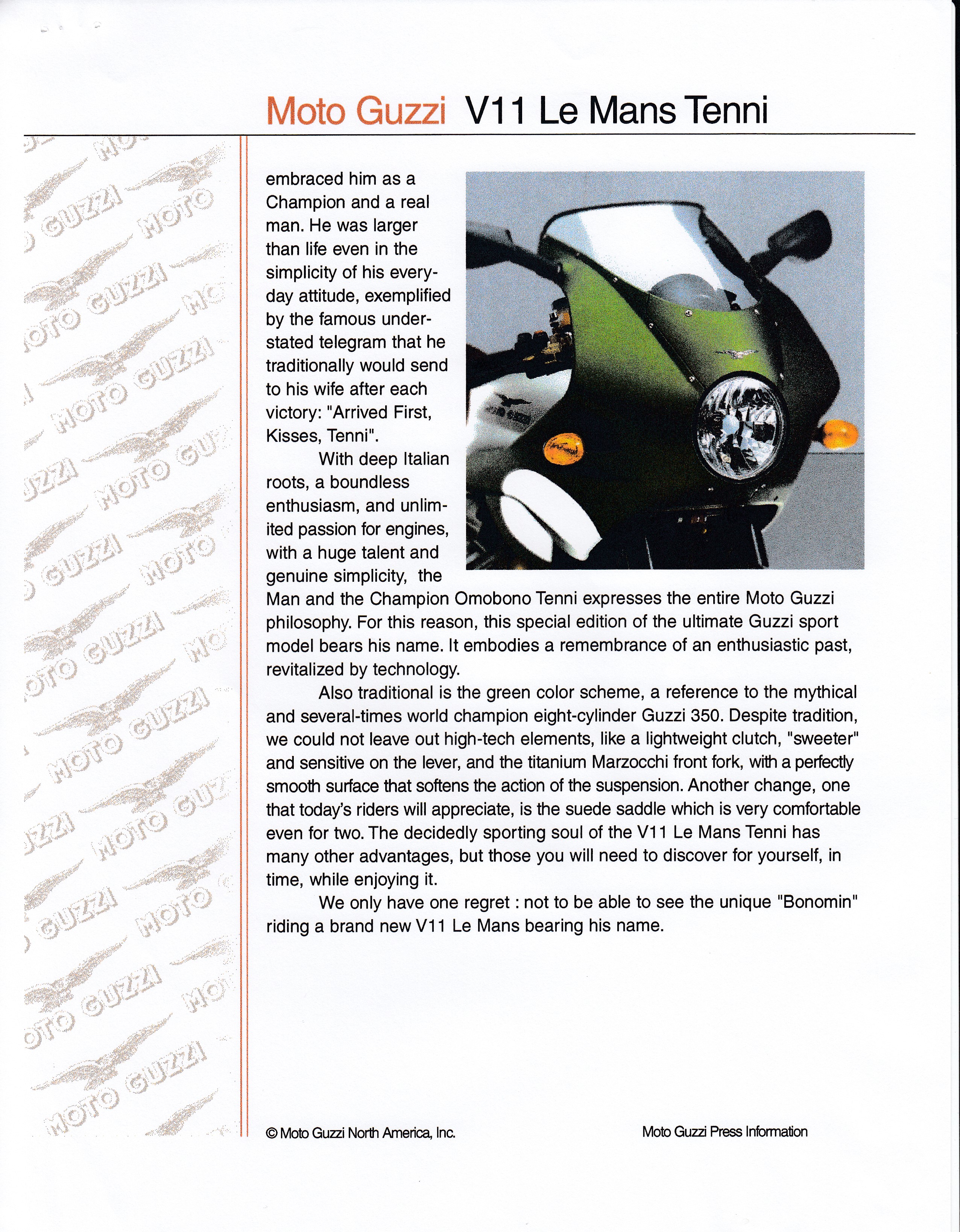 Press release - Moto Guzzi press information 2002