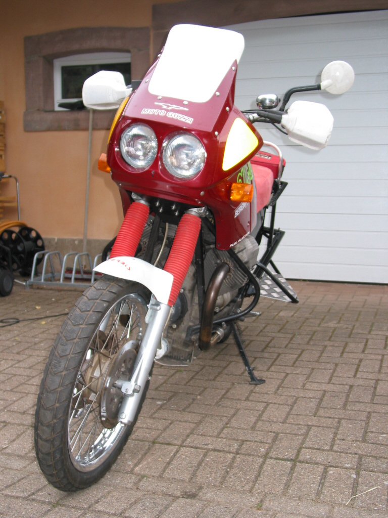 Protecting the brake lines on a Moto Guzzi Quota 1000.