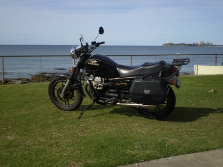 V65GT near home with practical luggage.