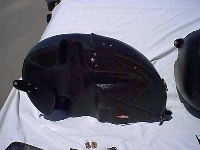 Endoro saddlebags for a BMW. Made by Luxor Marine. Shown here as an example only; shock relief will not fit a Moto Guzzi.