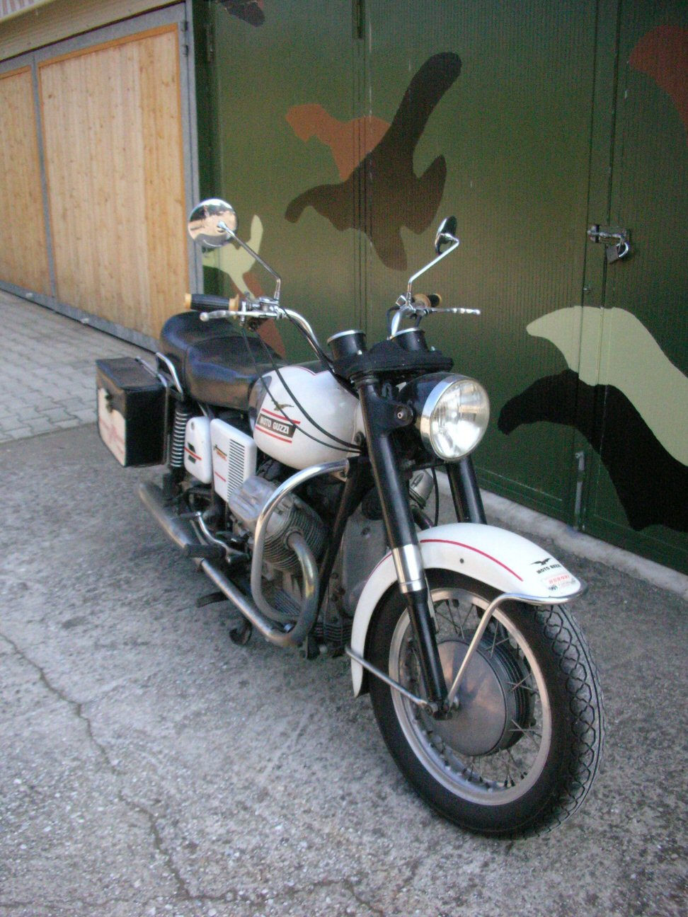 Original Moto Guzzi soft saddlebags.