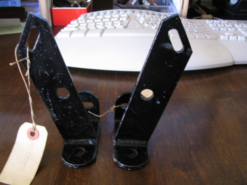 Spot light brackets as used on the Moto Guzzi 850 California Police motorcycle (MG# 13751340 and MG# 13751440).