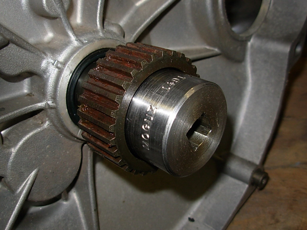 Moto Guzzi special tool for the ring nut securing the clutch input hub on 5 speed transmissions.