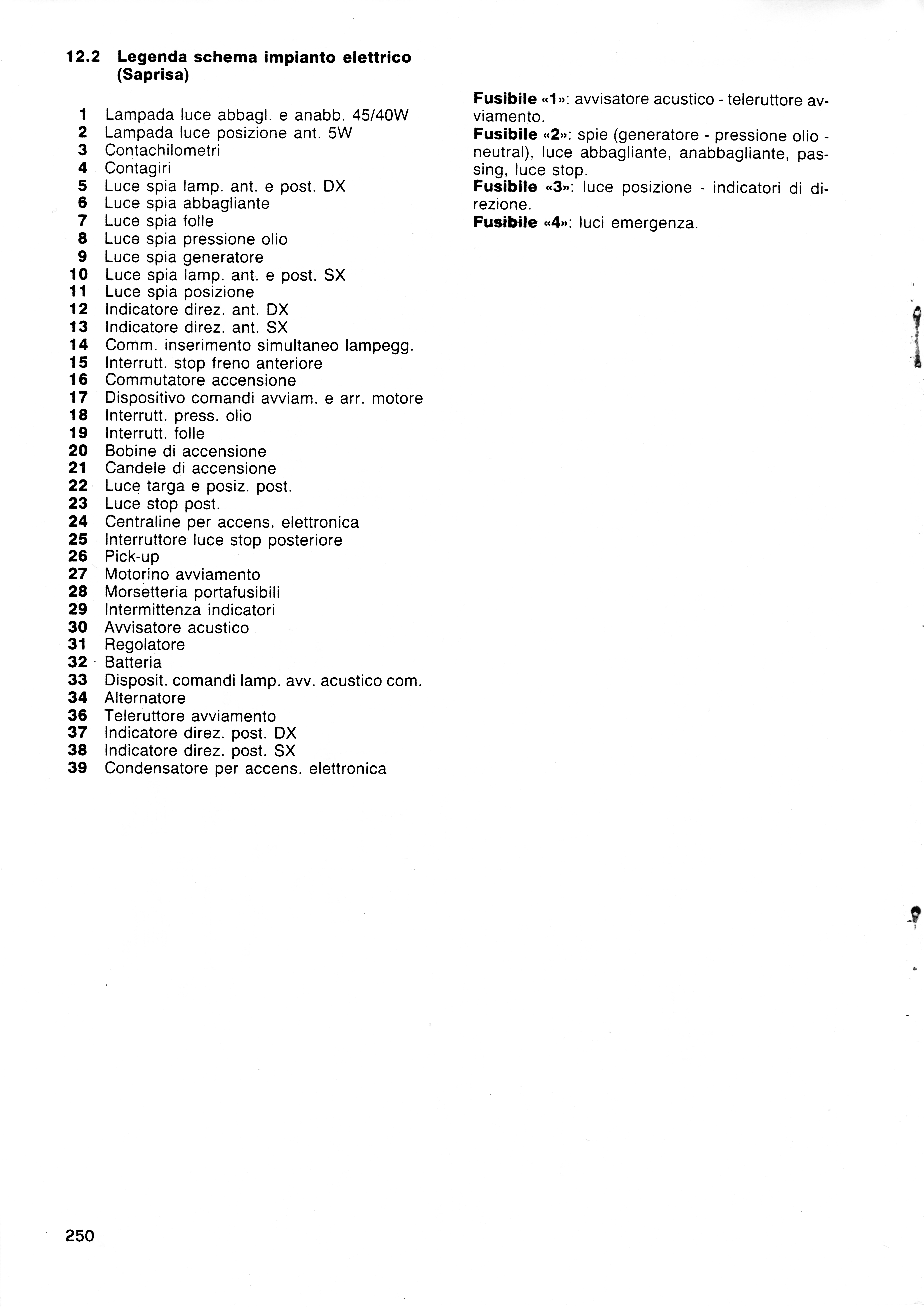 Moto Guzzi wiring diagram - 350 NTX / 650 NTX Saprisa charging system - legend