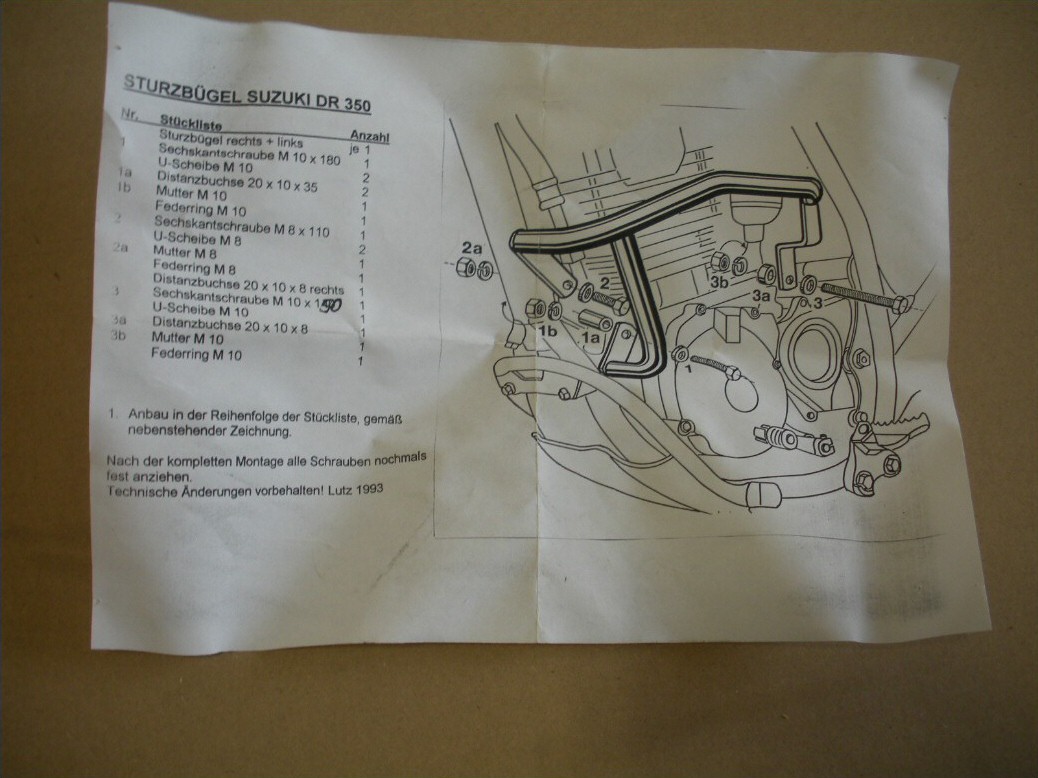 Aftermarket crash bars to fit the Suzuki DR350.