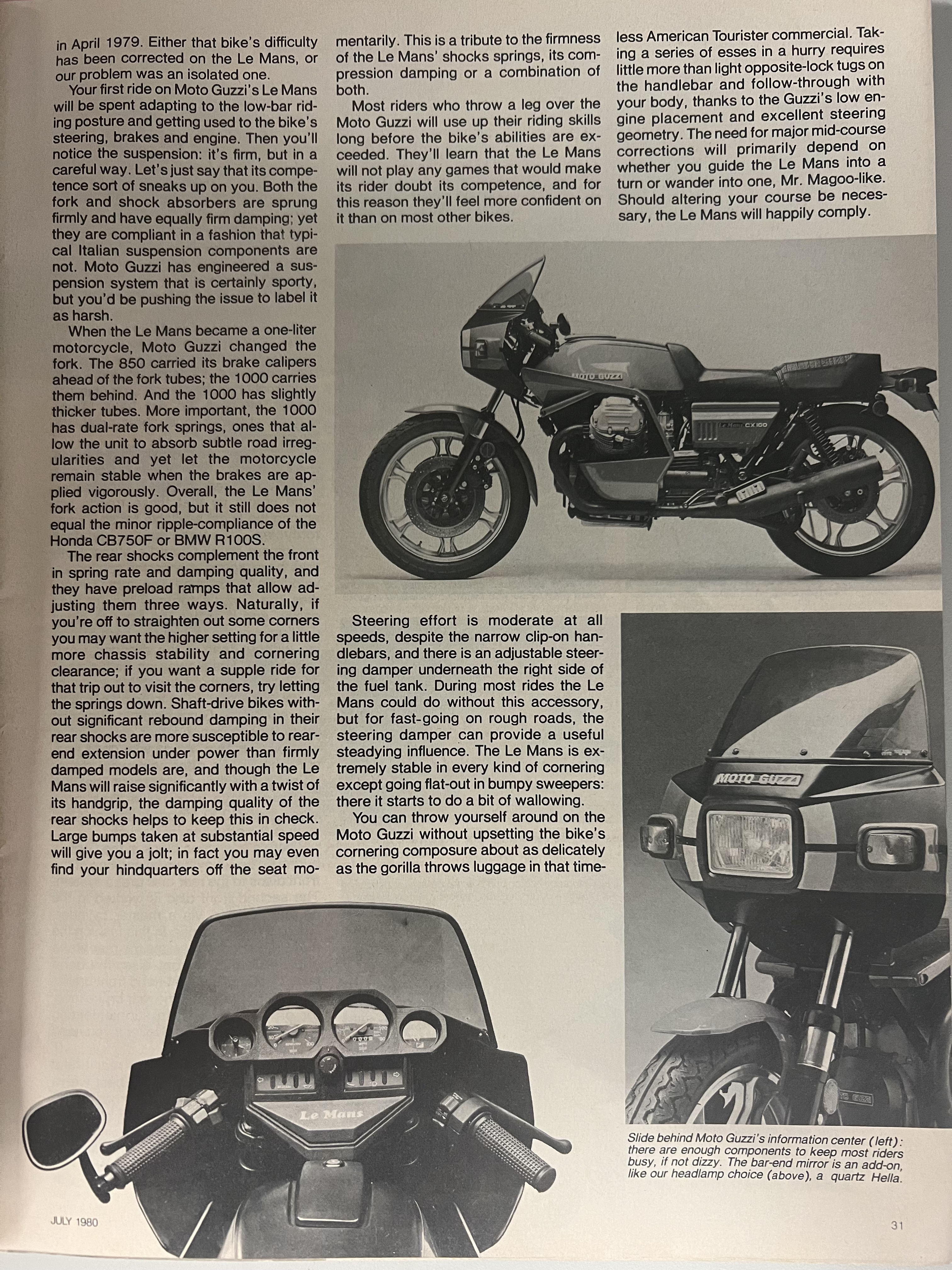 Article - Cycle (1980 July) Moto Guzzi Le Mans CX100