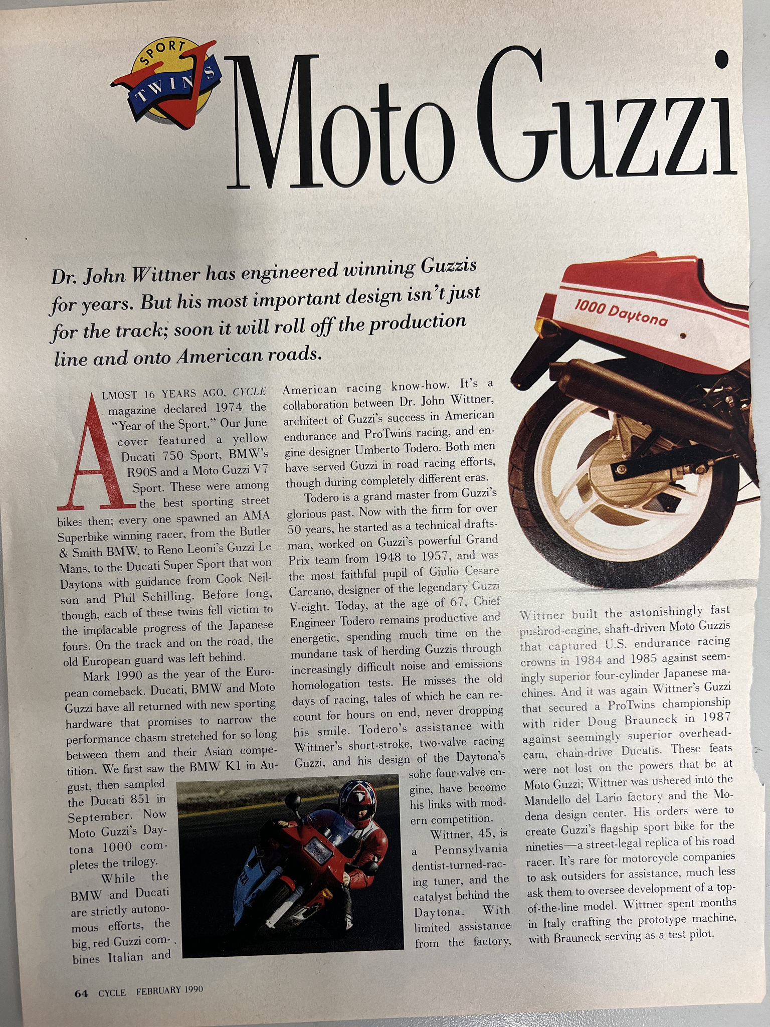 Article - Cycle (1990 February) Moto Guzzi Daytona 1000