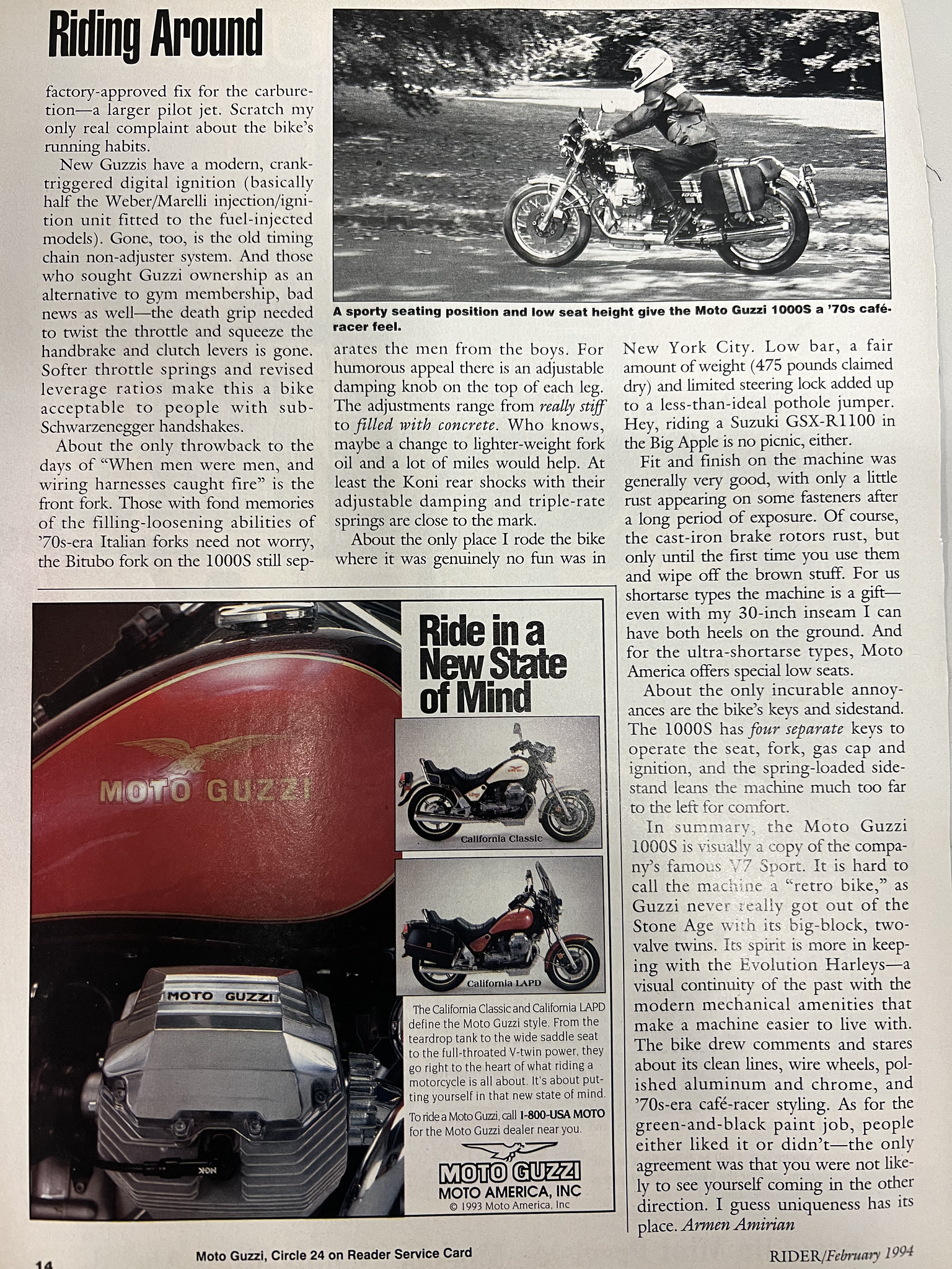 Article - Rider (1994 February) Moto Guzzi 1000S