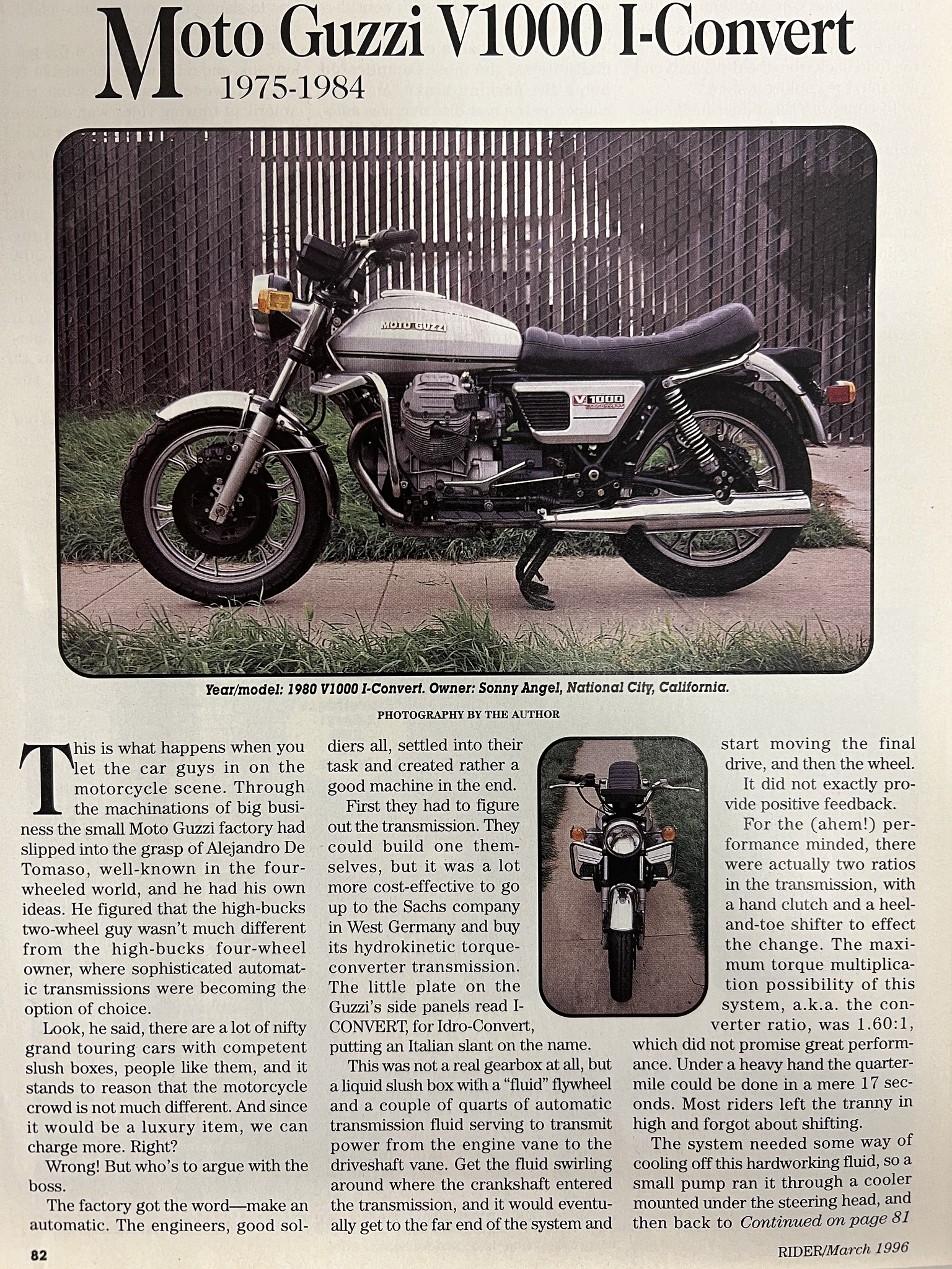 Article - Rider (1996 March) Moto Guzzi V1000 I-Convert